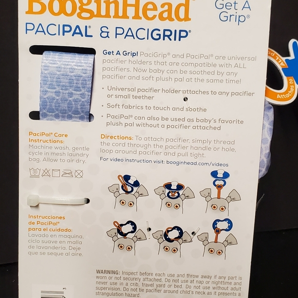 BooginHead Plush PaciPal & PaciGrip Universal Pacifier Holder Set Unicorn Clip - Picture 3 of 5